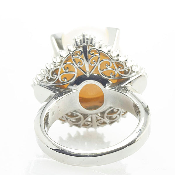 Pt900 プラチナ パール13.5mm ダイヤ1.40ct リング 指輪 レディース 12号 【中古】