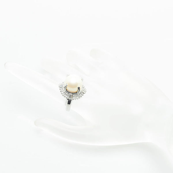 Pt900 プラチナ パール13.5mm ダイヤ1.40ct リング 指輪 レディース 12号 【中古】