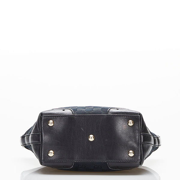 グッチ GGキャンバス ハンドバッグ トートバッグ 145994 ブラック キャンバス レザー レディース GUCCI 【中古】