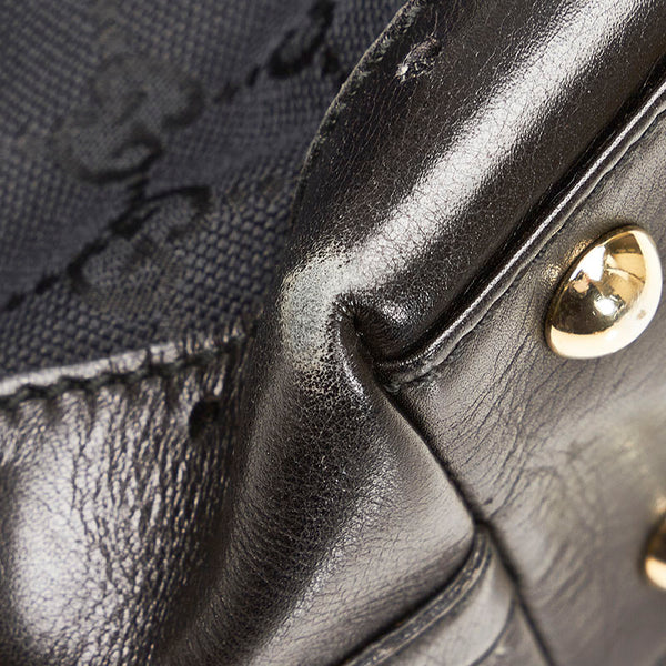 グッチ GGキャンバス ハンドバッグ トートバッグ 145994 ブラック キャンバス レザー レディース GUCCI 【中古】