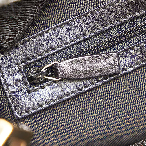 グッチ GGキャンバス ハンドバッグ トートバッグ 145994 ブラック キャンバス レザー レディース GUCCI 【中古】