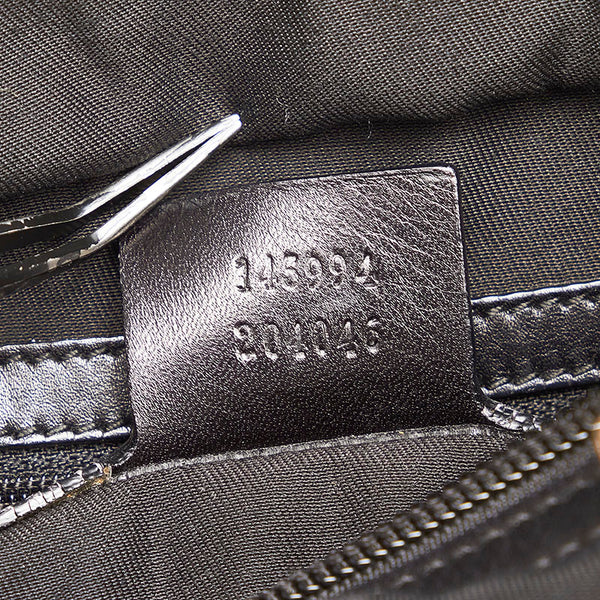 グッチ GGキャンバス ハンドバッグ トートバッグ 145994 ブラック キャンバス レザー レディース GUCCI 【中古】