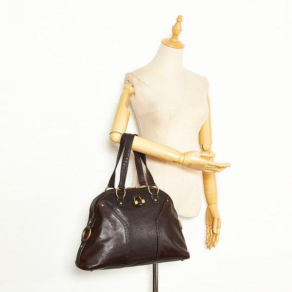 サンローラン ミューズ ハンドバッグ ブラウン レザー レディース SAINT LAURENT 【中古】