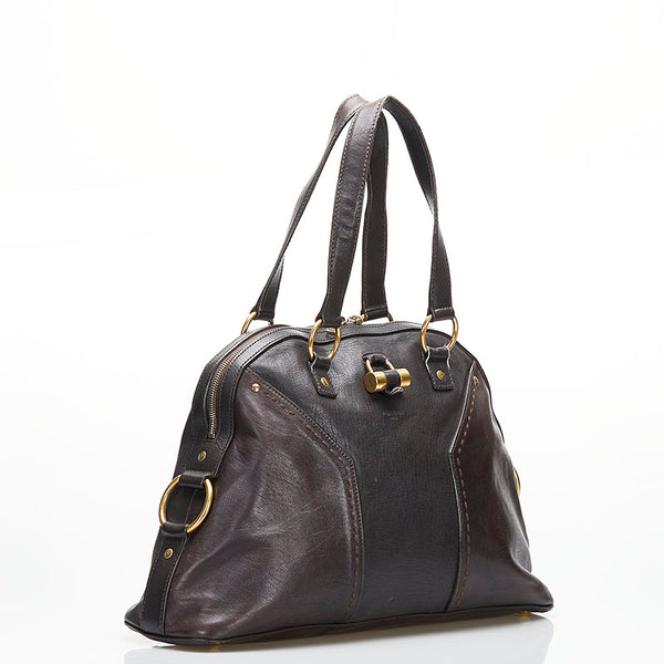 サンローラン ミューズ ハンドバッグ ブラウン レザー レディース SAINT LAURENT 【中古】