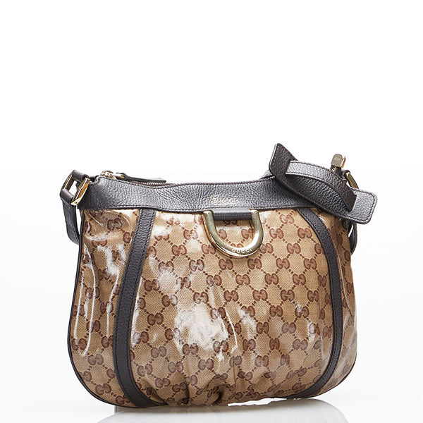 グッチ GGクリスタル アビー 斜め掛け ショルダーバッグ 265691 ベージュ ブラウン PVC レザー レディース GUCCI 【中古】