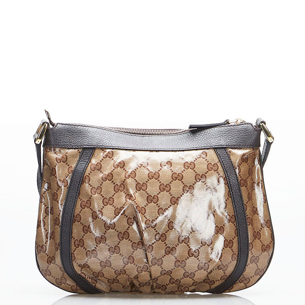 グッチ GGクリスタル アビー 斜め掛け ショルダーバッグ 265691 ベージュ ブラウン PVC レザー レディース GUCCI 【中古】