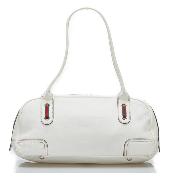 グッチ プリンシー シェリーライン リボン ハンドバッグ 161720 ホワイト レザー レディース GUCCI 【中古】