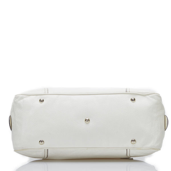 グッチ プリンシー シェリーライン リボン ハンドバッグ 161720 ホワイト レザー レディース GUCCI 【中古】