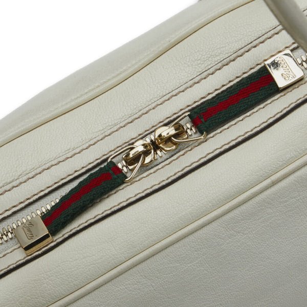 グッチ プリンシー シェリーライン リボン ハンドバッグ 161720 ホワイト レザー レディース GUCCI 【中古】