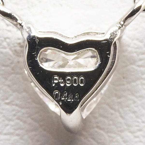 Pt900 プラチナ Pt850 プラチナ ダイヤ0.444 ハート プチネックレス レディース 【中古】