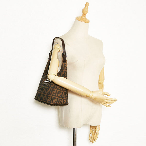 フェンディ ズッカ ワンショルダーバッグ ハンドバッグ ブラウン キャンバス レザー レディース FENDI 【中古】