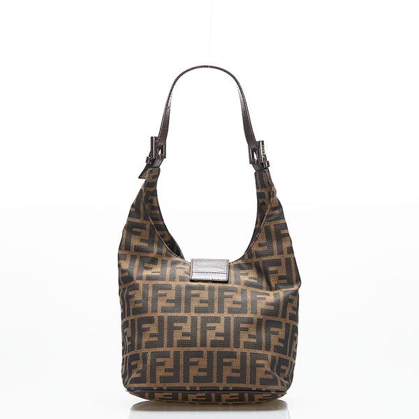 フェンディ ズッカ ワンショルダーバッグ ハンドバッグ ブラウン キャンバス レザー レディース FENDI 【中古】
