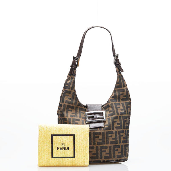 フェンディ ズッカ ワンショルダーバッグ ハンドバッグ ブラウン キャンバス レザー レディース FENDI 【中古】