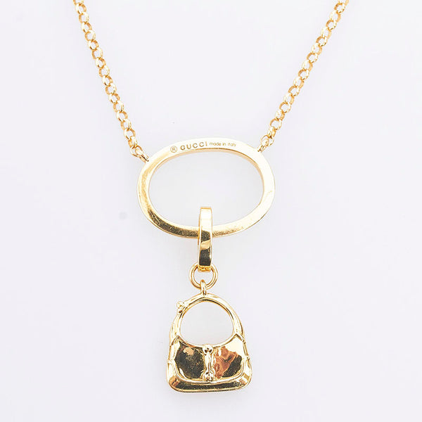 グッチ ジャッキー バッグチャーム ネックレス ゴールド K18YG イエローゴールド レディース GUCCI 【中古】