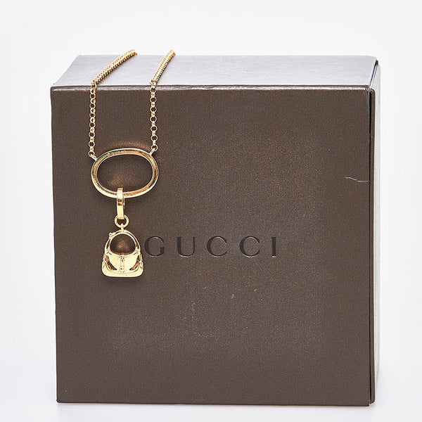 グッチ ジャッキー バッグチャーム ネックレス ゴールド K18YG イエローゴールド レディース GUCCI 【中古】