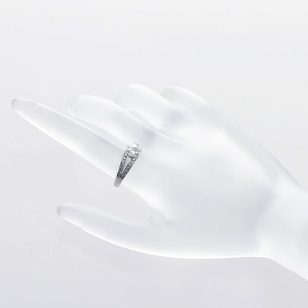 Pt900 プラチナ ダイヤ0.303ct ダイヤ0.18ct リング 指輪 レディース 10号 【中古】