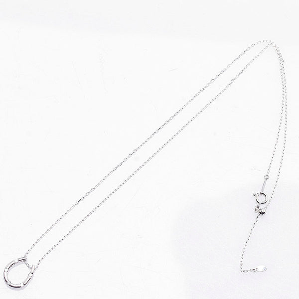 ノーブランド K18WG ホワイトゴールド ダイヤ0.08ct 馬蹄 ペンダント ネックレス レディース no brand 【中古】