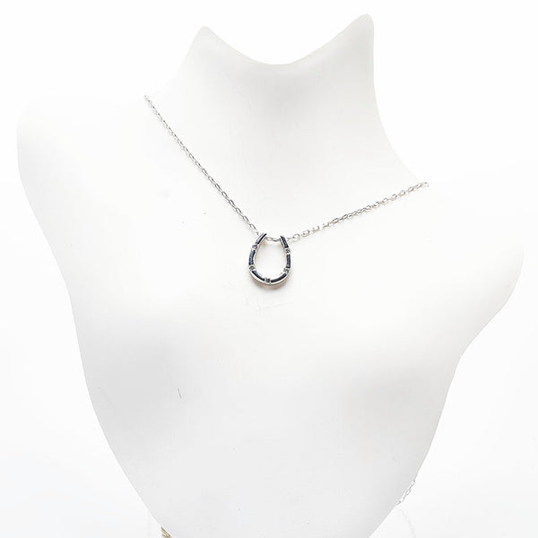 ノーブランド K18WG ホワイトゴールド ダイヤ0.08ct 馬蹄 ペンダント ネックレス レディース no brand 【中古】