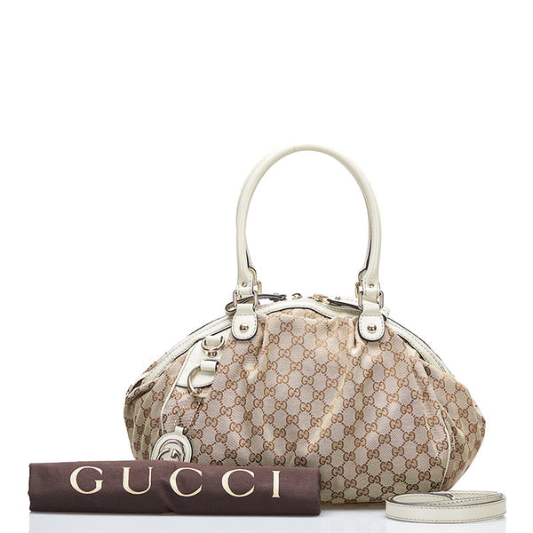 グッチ GGキャンバス スーキー ハンドバッグ ショルダーバッグ 2WAY 223974 ベージュ キャンバス レザー レディース GUCCI 【中古】