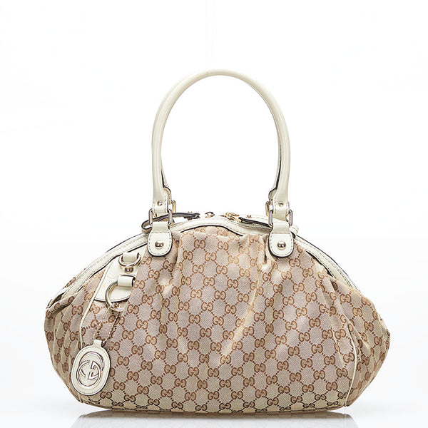 グッチ GGキャンバス スーキー ハンドバッグ ショルダーバッグ 2WAY 223974 ベージュ キャンバス レザー レディース GUCCI 【中古】