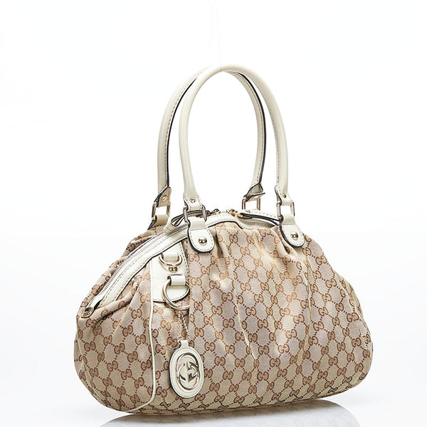 グッチ GGキャンバス スーキー ハンドバッグ ショルダーバッグ 2WAY 223974 ベージュ キャンバス レザー レディース GUCCI 【中古】