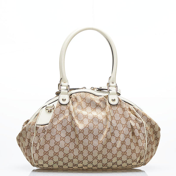 グッチ GGキャンバス スーキー ハンドバッグ ショルダーバッグ 2WAY 223974 ベージュ キャンバス レザー レディース GUCCI 【中古】