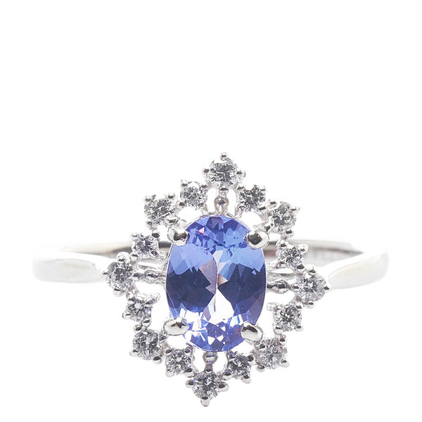 Pt950 プラチナ タンザナイト0.734ct ダイヤ0.28ct リング 指輪 レディース 11.5号 【中古】