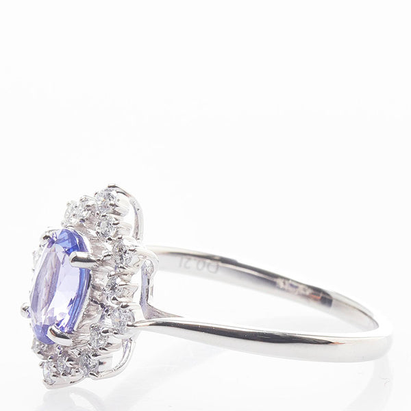 Pt950 プラチナ タンザナイト0.734ct ダイヤ0.28ct リング 指輪 レディース 11.5号 【中古】