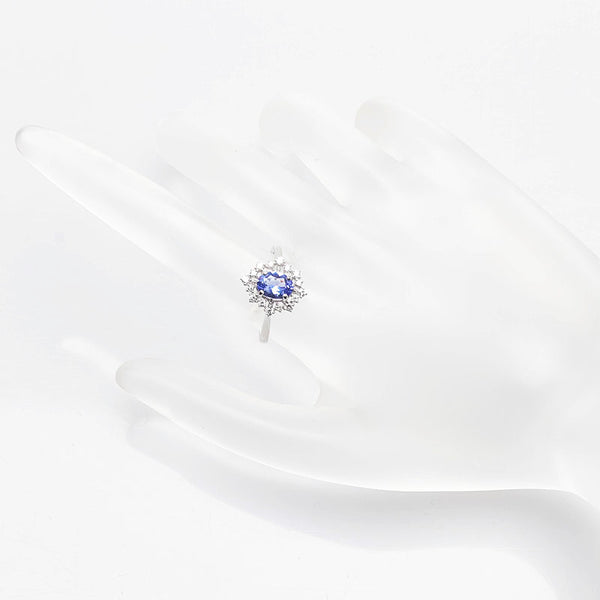 Pt950 プラチナ タンザナイト0.734ct ダイヤ0.28ct リング 指輪 レディース 11.5号 【中古】