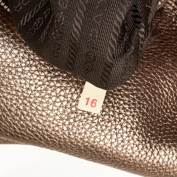 プラダ ショルダーバッグ シルバー グレー レザー レディース PRADA 【中古】
