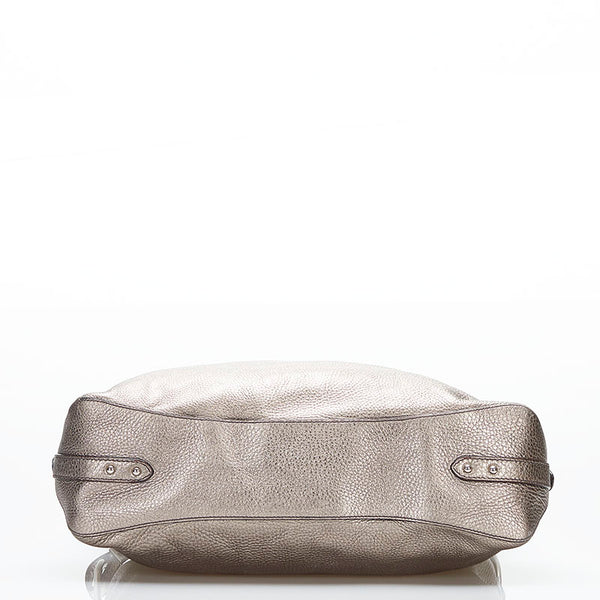 プラダ ショルダーバッグ シルバー グレー レザー レディース PRADA 【中古】