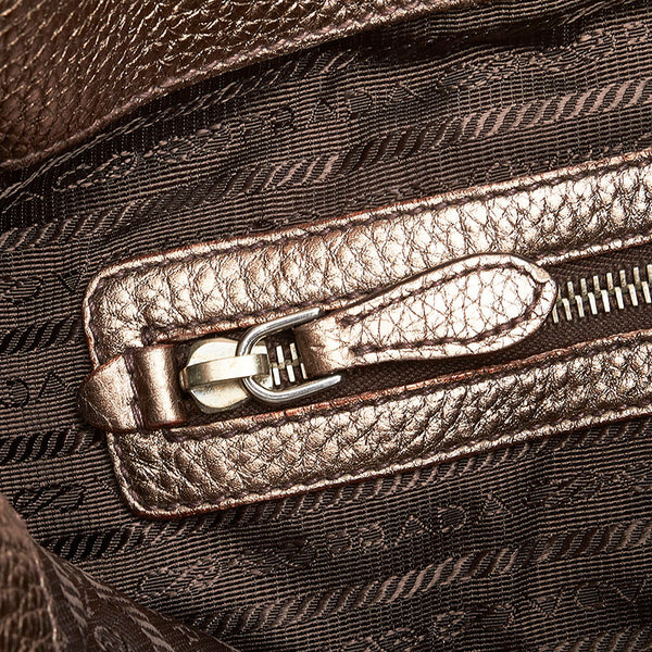 プラダ ショルダーバッグ シルバー グレー レザー レディース PRADA 【中古】