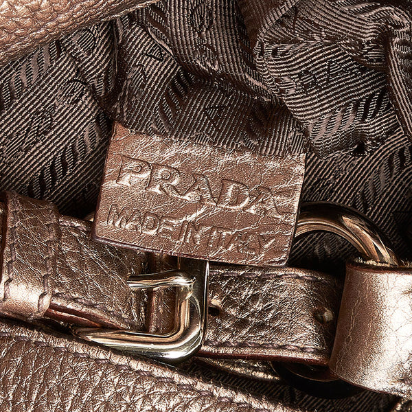 プラダ ショルダーバッグ シルバー グレー レザー レディース PRADA 【中古】