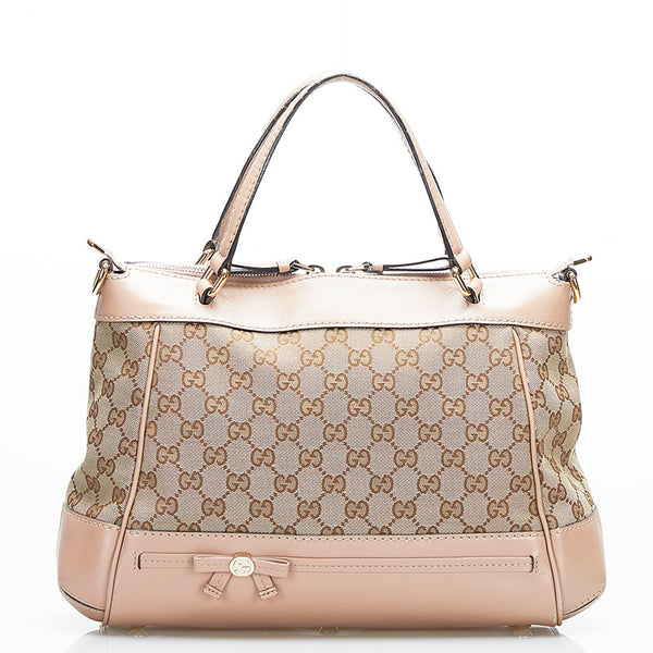 グッチ GGキャンバス ハンドバッグ ショルダーバッグ 2WAY 269894 ベージュ ピンク キャンバス レザー レディース GUCCI 【中古】