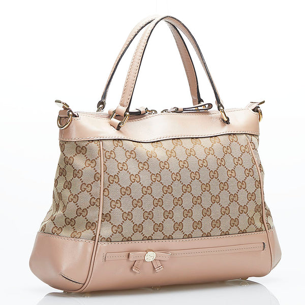 グッチ GGキャンバス ハンドバッグ ショルダーバッグ 2WAY 269894 ベージュ ピンク キャンバス レザー レディース GUCCI 【中古】