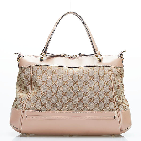 グッチ GGキャンバス ハンドバッグ ショルダーバッグ 2WAY 269894 ベージュ ピンク キャンバス レザー レディース GUCCI 【中古】