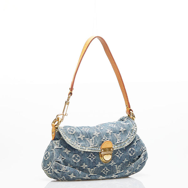 ルイ ヴィトン モノグラム デニム ミニ プリーティ ショルダーバッグ M95050 ブルー デニム レザー レディース LOUIS VUITTON 【中古】