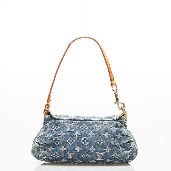 ルイ ヴィトン モノグラム デニム ミニ プリーティ ショルダーバッグ M95050 ブルー デニム レザー レディース LOUIS VUITTON 【中古】