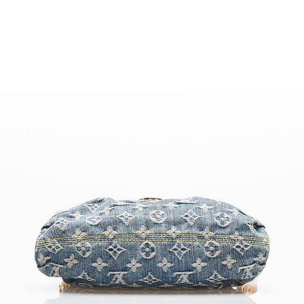 ルイ ヴィトン モノグラム デニム ミニ プリーティ ショルダーバッグ M95050 ブルー デニム レザー レディース LOUIS VUITTON 【中古】
