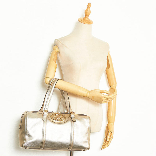 グッチ ソーホー インターロッキングG ハンドバッグ ボストンバッグ 170010 ゴールド レザー レディース GUCCI 【中古】