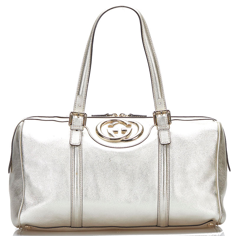 グッチ ソーホー インターロッキングG ハンドバッグ ボストンバッグ 170010 ゴールド レザー レディース GUCCI 【中古】