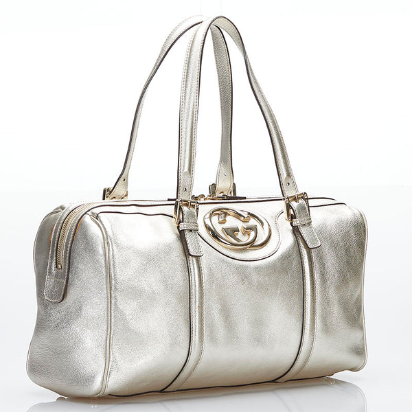 グッチ ソーホー インターロッキングG ハンドバッグ ボストンバッグ 170010 ゴールド レザー レディース GUCCI 【中古】