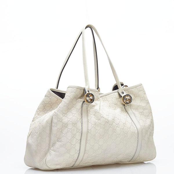 グッチ グッチシマ GGツインズ ハンドバッグ トートバッグ 232956 ベージュ ホワイト レザー レディース GUCCI 【中古】