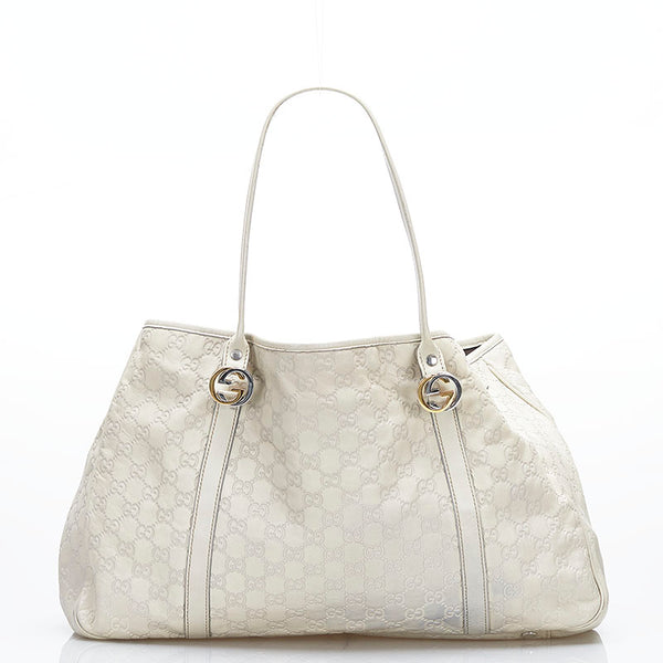グッチ グッチシマ GGツインズ ハンドバッグ トートバッグ 232956 ベージュ ホワイト レザー レディース GUCCI 【中古】