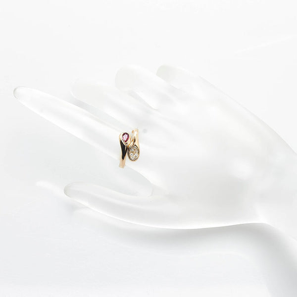 K18YG イエローゴールド ルビー0.21ct ダイヤ0.07ct リング 指輪 レディース 12号 【中古】