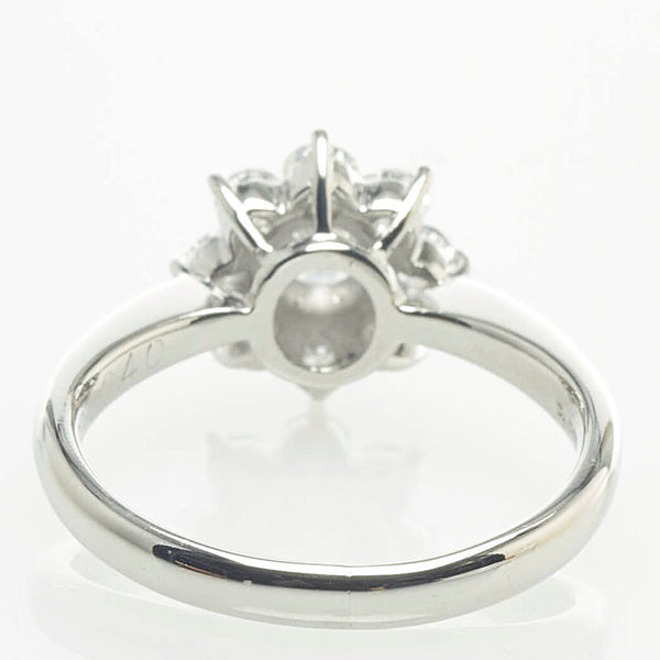 Pt900 プラチナ ダイヤ0.38ct ダイヤ0.40ct フラワー リング 指輪 レディース 9号 【中古】