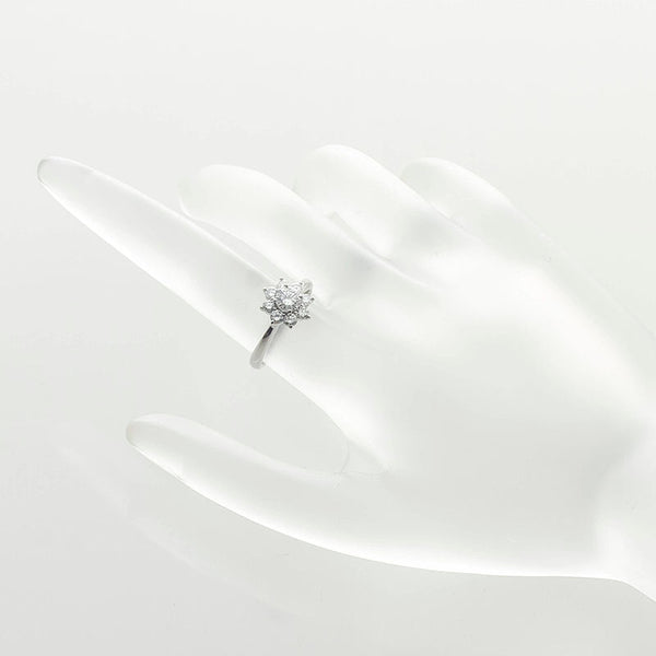 Pt900 プラチナ ダイヤ0.38ct ダイヤ0.40ct フラワー リング 指輪 レディース 9号 【中古】