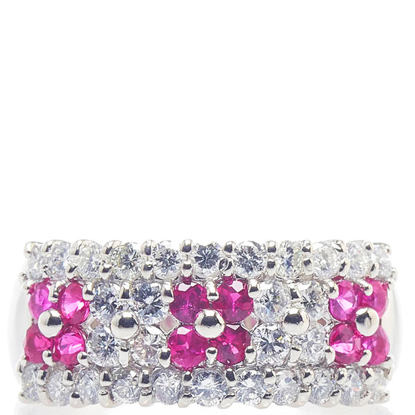 ノーブランド Pt900 プラチナ ルビー0.45ct ダイヤ0.74ct リング 指輪 レディース no brand 10.5号 【中古】