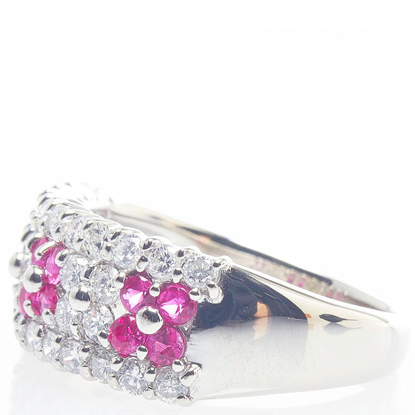 ノーブランド Pt900 プラチナ ルビー0.45ct ダイヤ0.74ct リング 指輪 レディース no brand 10.5号 【中古】