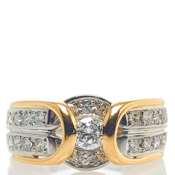ノーブランド Pt900 プラチナ K18YG イエローゴールド コンビ ダイヤ0.55ct リング 指輪 レディース no brand 12.5号 【中古】